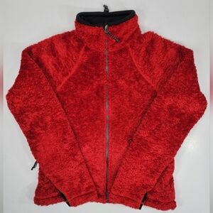 MOUNTAIN HARDWEAR Women Small Amparo Full Zip Monkey Fleece Jacket Red High Pile